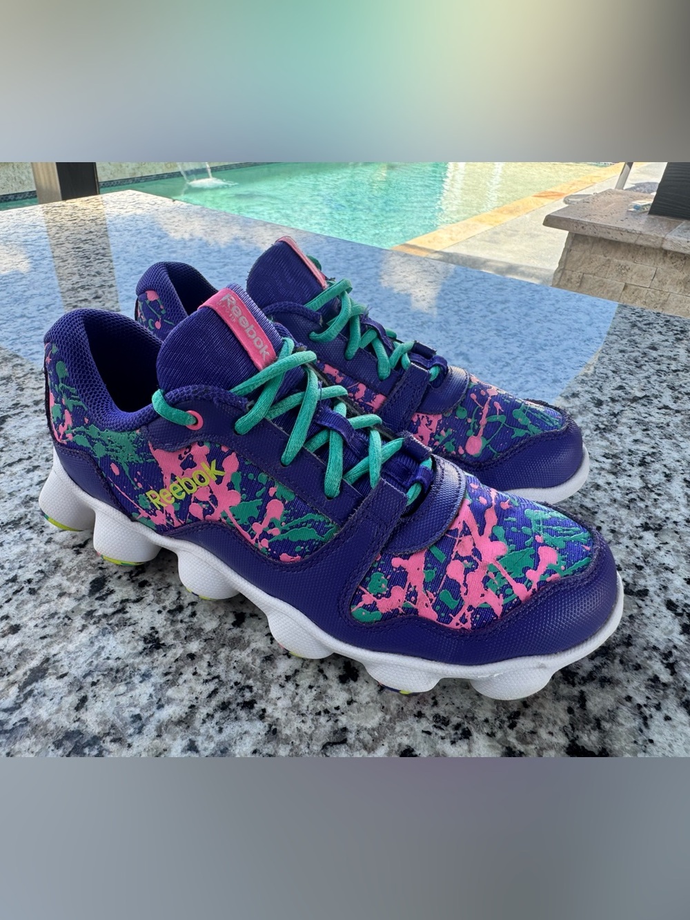 Reebok Kids Purple Sneakers with Pink & Green Splash